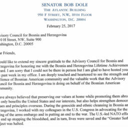 Senator Bob Dole Letter of Support for BiH